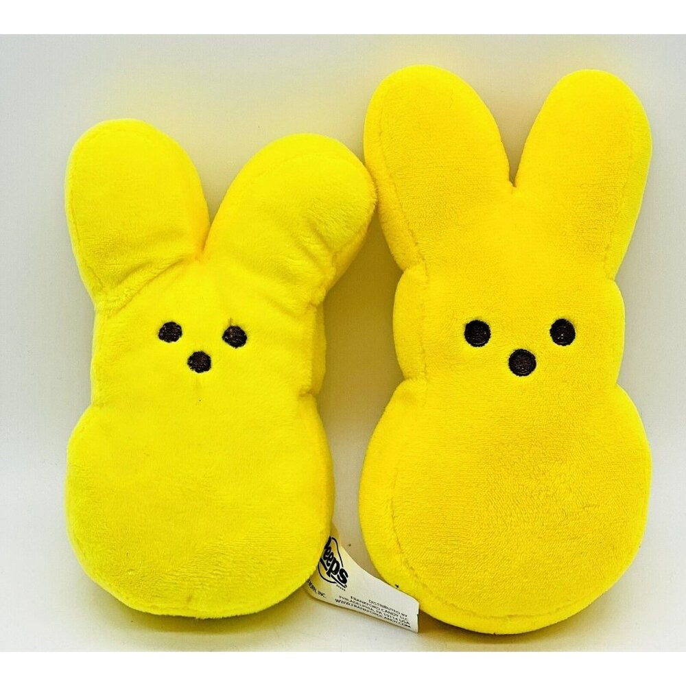 Peeps Just Born Yellow Bunny Plush 6"‎ Stuffed Animal Easter Toy Lot of 2